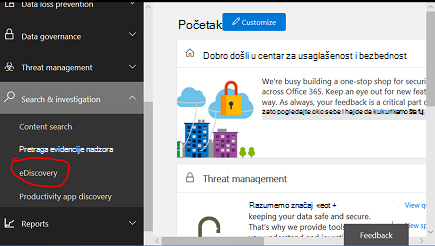Izaberite stavku e-otkrivanja