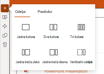 Snimak ekrana odeljka 