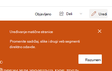 Snimak ekrana stranice za uređivanje.