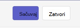 Snimak ekrana opcije zatvaranje/čuvanja u detaljima sastanka u veb verziji aplikacije Teams.
