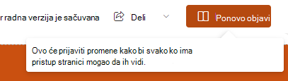 Snimak ekrana ponovnog objavljivanja.