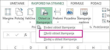 Brisanje oblasti štampanja