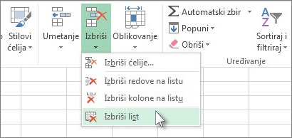 Da izbrišete