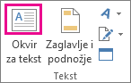 Dugme „Okvir za tekst“ u grupi „Tekst“