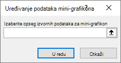 Snimak ekrana koji prikazuje unos opsega izvornih podataka u dijalogu 