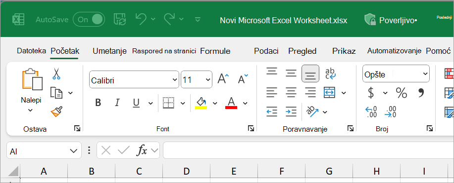 Nova Excel datoteka