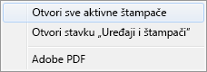 Izaberite stavku „Otvori sve aktivne štampače“.