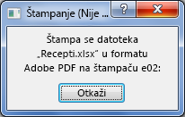 Dijalog „Štampanje“ se pojavljuje kada pošaljete dokument na štampač.