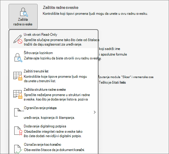 Zaštita radne sveske
