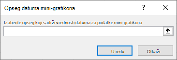 Snimak ekrana koji prikazuje izbor opsega koji sadrži vrednosti datuma za podatke mini-grafikona u dijalogu 