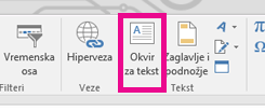 Kliknite na „Okvir za tekst“.