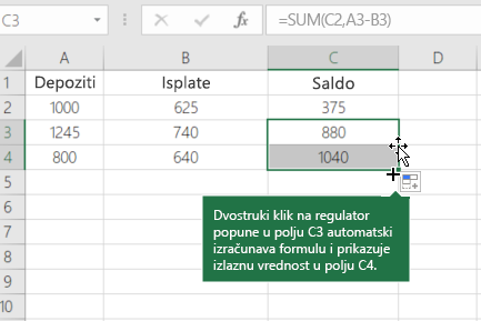 Primer izračunavanja tekućeg bilansa