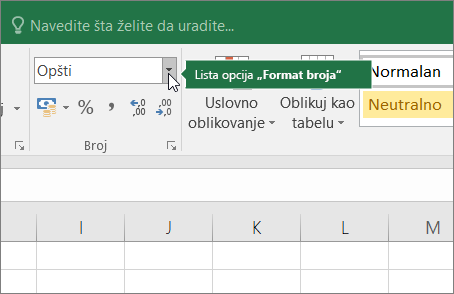 Number Format list box