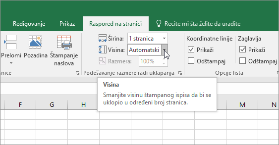 Podešavanje razmere radi uklapanja
