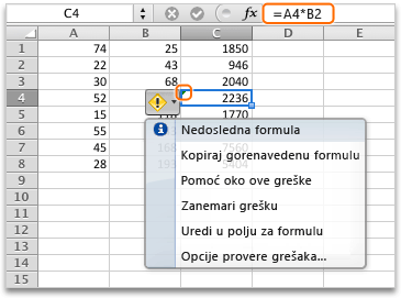 Nedosledna formula u ćeliji C4 mac_inconsistent_formula