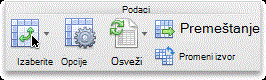 PivotTable tab, Data group