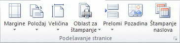 Slika glavne trake programa Excel