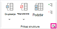 U grupi Prikaz strukture, kliknite na pokretanje dijaloga