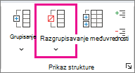 Na kartici „Podaci“ kliknite na dugme „Razgrupiši“.