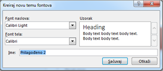 Kreiranje novih fontova teme