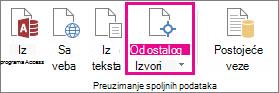 Dugme „Iz drugih izvora“ na kartici „Podaci“