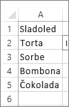 lista vrednosti za korišćenje u kombinovanom okviru