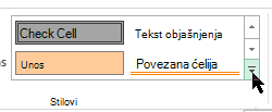 Dugme „Još“ u galeriji stilova