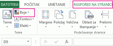 Color button in Theme group on Page Layout tab