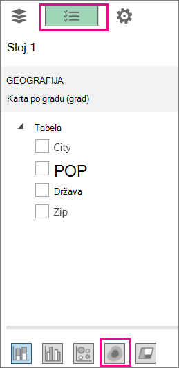 Ikona „Toplotna mapa“ na kartici „Lista polja“