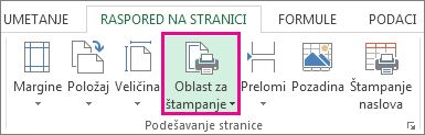 Podesi oblast štampanja