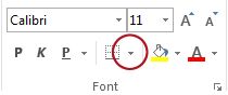 Dugme „Ivice“ u grupi „Font“
