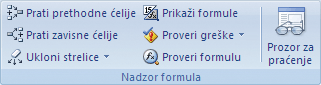 Grupa „Nadzor formula“ na kartici „Formule“