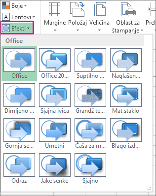 Theme Effects on the Page Layout tab