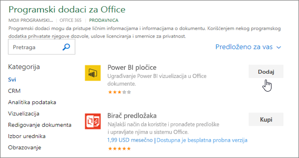 Snimak ekrana stranice 