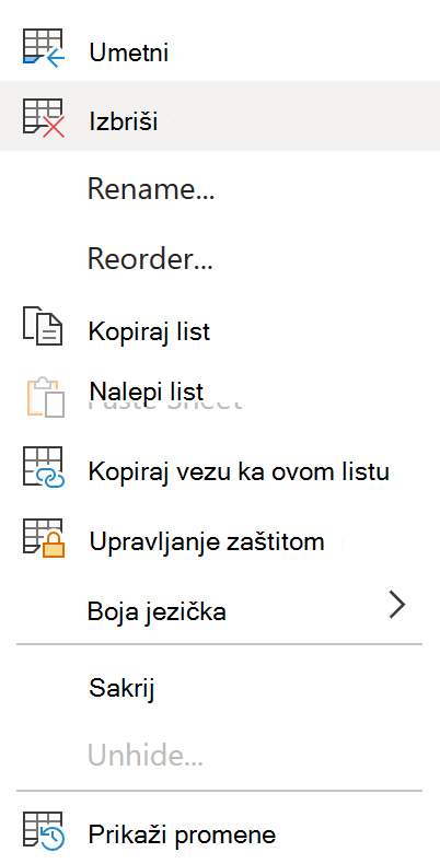 Brisanje lista.