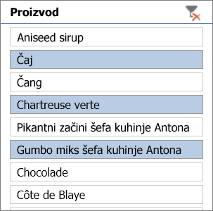 Modul za sečenje sa izabranim stavkama