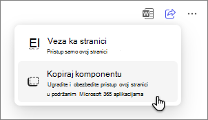 Copilot stranice dele opciju stranice za kopiranje komponente.