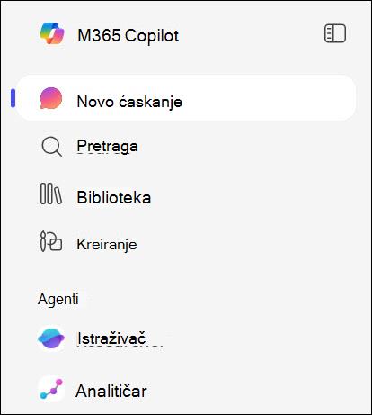 Snimak ekrana mesta na kom možete da pronađete agente u levom oknu za navigaciju.