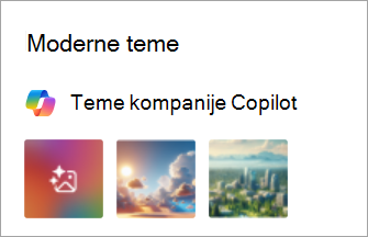 Snimak ekrana koji prikazuje teme po usluzi Copilot u novim postavkama programa Outlook
