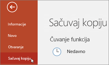 Čuvanje kopije datoteke >