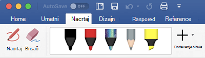 Pera i markeri na kartici 