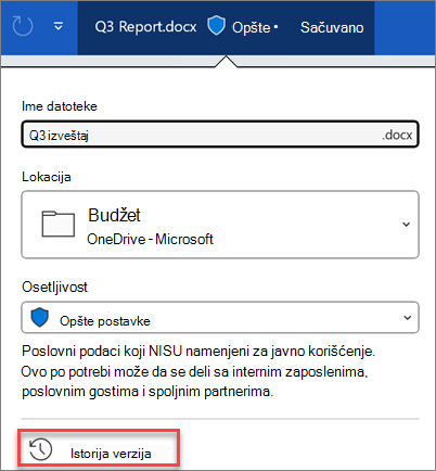 Istorija verzija u sistemu Microsoft 365