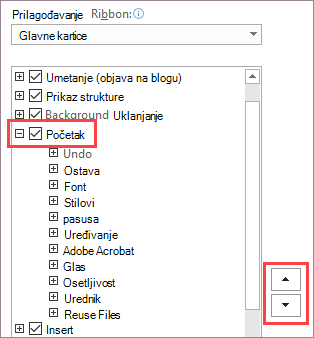 Promena redosleda stavki trake