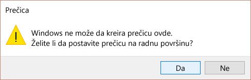 Obaveštenje prečice za Win 10