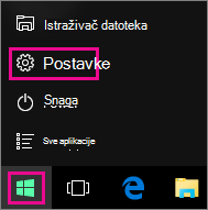 Pristup Postavkama sa dugmeta Start u operativnom sistemu Windows 10