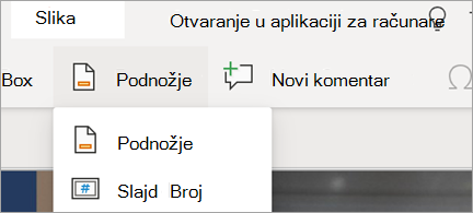 Prikazuje podnožja i brojeve slajdova u programu PowerPoint
