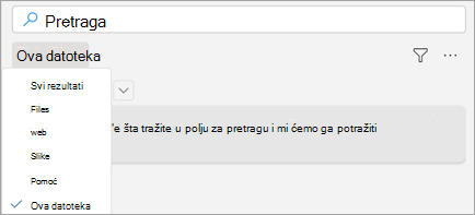 Prikazuje pretragu u programu Word