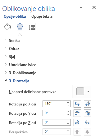 X rotacija na kartici „Efekti“