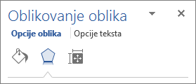 Kartica „Efekti“ u oknu „Oblikovanje oblika“
