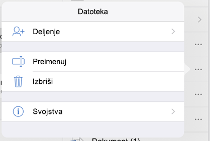 Preimenujte datoteku tako što ćete dodirnuti dugme sa 3 tačke i izabrati stavku 